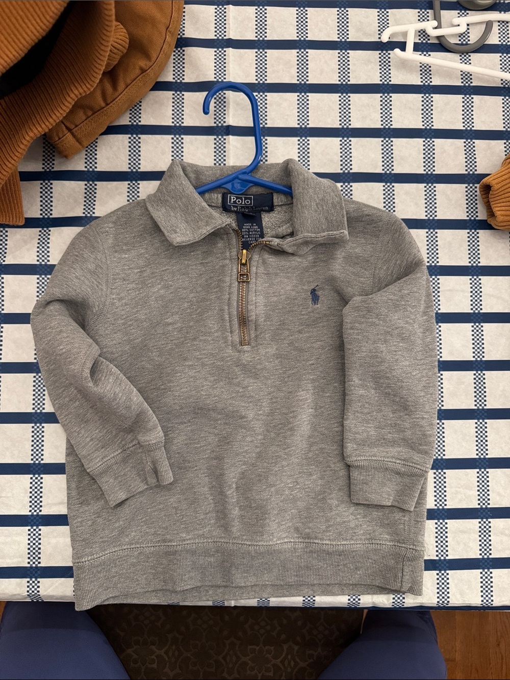 Polo by Ralph Lauren Kids Gray Quarter-Zip Sweatshirt with Navy Pony